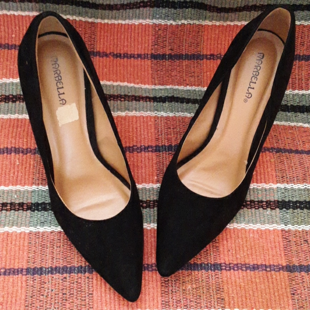 Marbella Black Suede Pointed-Toe Stilettos Shoes